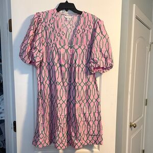 Crown & Ivy Pink Dress with Green Pattern